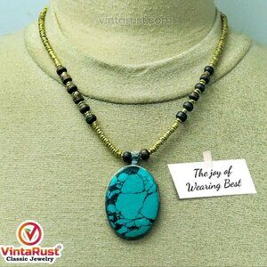 Beaded Necklace, Statement Necklaces With Pendant Stone, Western Beaded Necklace